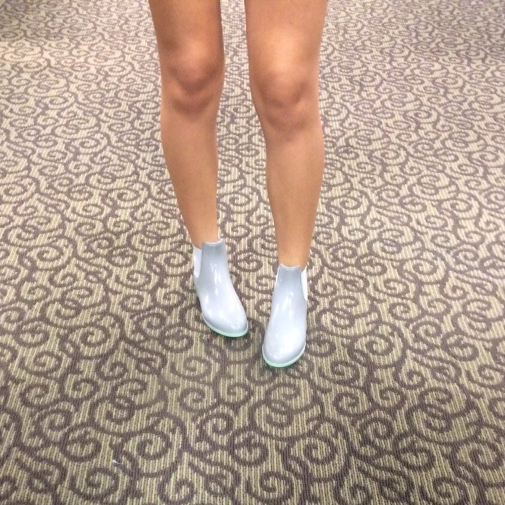 Gray rain boots